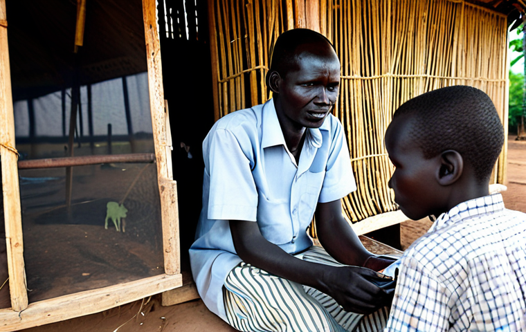 Community Radio Empowerment**

"A fully clothed radio journalist in South Sudan, broadcasting from a community radio station in a rural village. The scene shows modest technology powered by solar panels. Villagers are gathered around listening attentively. Safe for work, appropriate content, perfect anatomy, correct proportions, natural pose, professional photojournalism, high quality, family-friendly."

**
