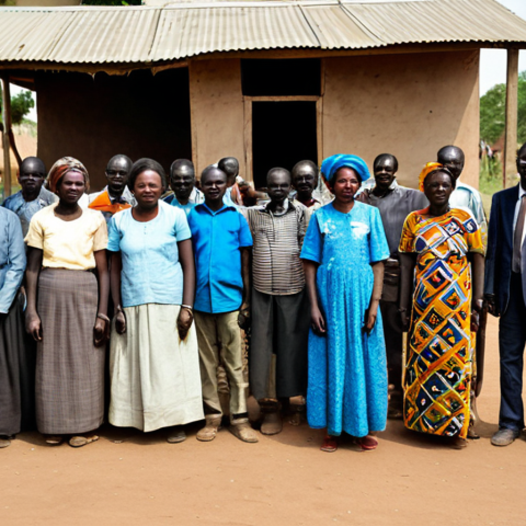 South Sudan Nation Building Challenges**

"A professional photograph depicting a scene in a South Sudanese village, showing community members participating in a peace-building workshop, fully clothed, appropriate attire, modest clothing, safe for work, professional, family-friendly, perfect anatomy, natural proportions, well-formed hands, proper finger count, natural body proportions. Background includes modest housing and a community gathering space. Focus on collaboration and hope. High quality."

**