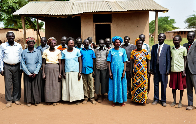 South Sudan Nation Building Challenges**

"A professional photograph depicting a scene in a South Sudanese village, showing community members participating in a peace-building workshop, fully clothed, appropriate attire, modest clothing, safe for work, professional, family-friendly, perfect anatomy, natural proportions, well-formed hands, proper finger count, natural body proportions. Background includes modest housing and a community gathering space. Focus on collaboration and hope. High quality."

**