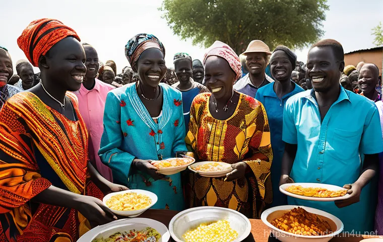 남수단의 종교적 축제 - **Prompt:** A poignant scene illustrating the "Spiritual Fusion" and "Transmission of Legacy" in Sou...