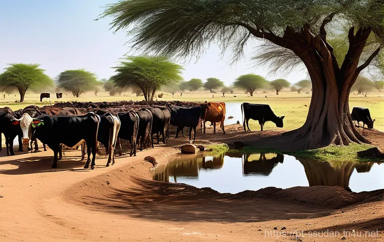 남수단의 범죄율과 원인 - **Prompt: A scene of quiet resilience in a South Sudanese displaced persons camp at dusk.**
    A wi...