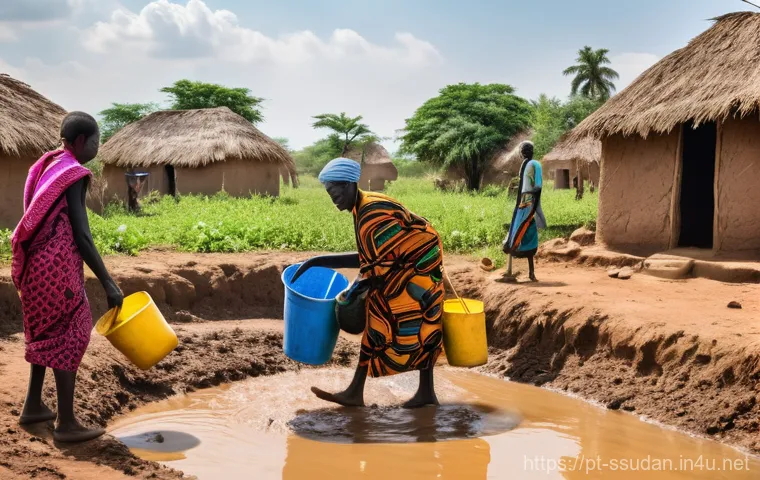 남수단과 사하라 이남 아프리카 비교 - **Prompt:** A vibrant community scene in a rural South Sudanese village. Local men and women, dresse...