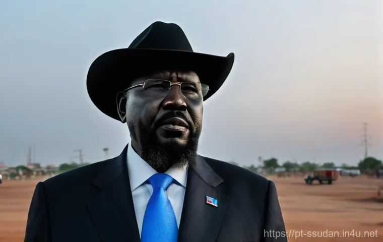 살바 키르 마야르디트 - **Prompt:** A dignified portrait of Salva Kiir Mayardit, the President of South Sudan, standing with...