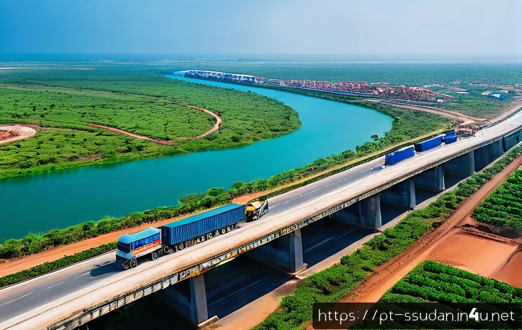 남수단과 중국 관계 - A panoramic view of a modern South Sudanese infrastructure project featuring newly constructed roads...